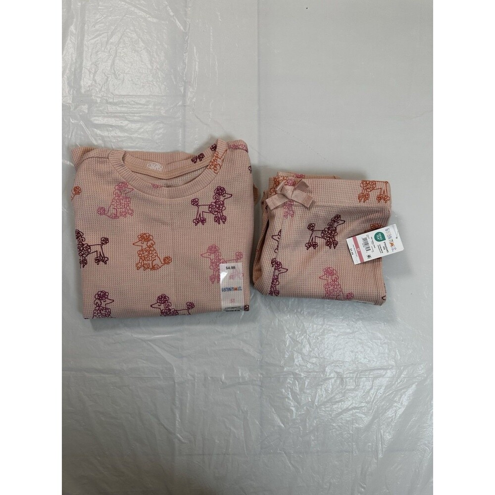 Garanimals Girls Pink Poodle Graphic Print Knit 2-Piece Pajama Set 5T